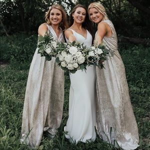 Lulu’s Gold Shimmer Bridesmaid Dress